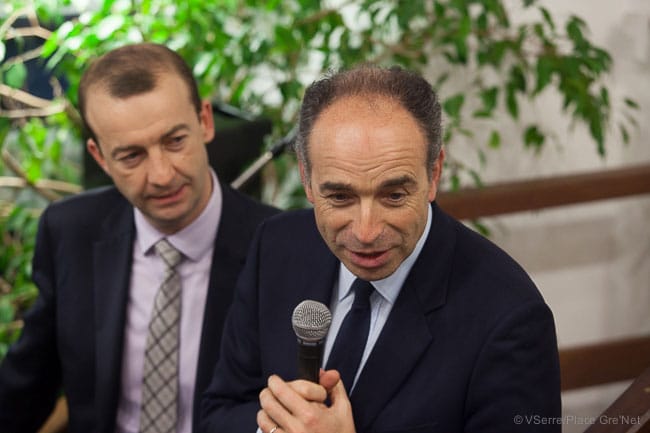 Jean-François Copé président de l'UMP en visite de soutien à la liste de Matthieu Chamussy Croire en Grenoble pour les municipales