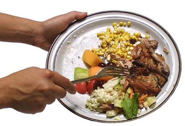 Assiette nourriture gâchis alimentaire poubelle