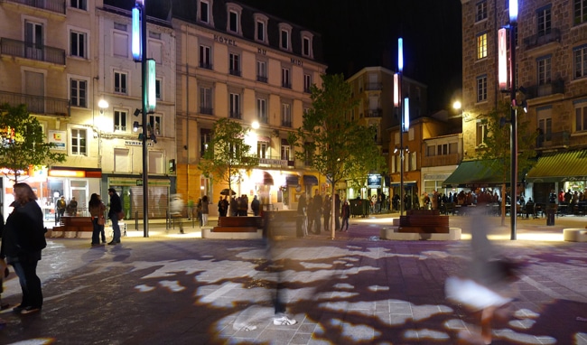 Candélabres, place des Cordeliers à Annonay - éclairage public Led