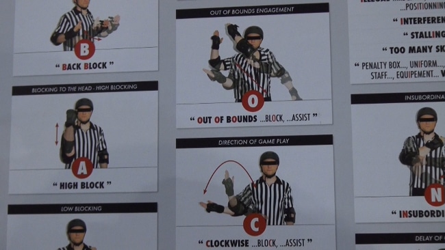 Panneau explicatif de la gestuelle des arbitres