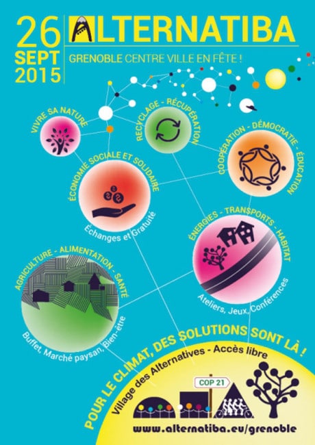 Affiche d'Alternatiba Grenoble 2015 et du village des alternatives. DR