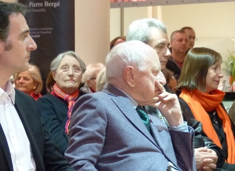 Eric Piolle et Pierre Bergé à la Bibliothèque d'étude et du patrimoine de Grenoble le vendredi 22 janvier 2016. © Adèle Duminy