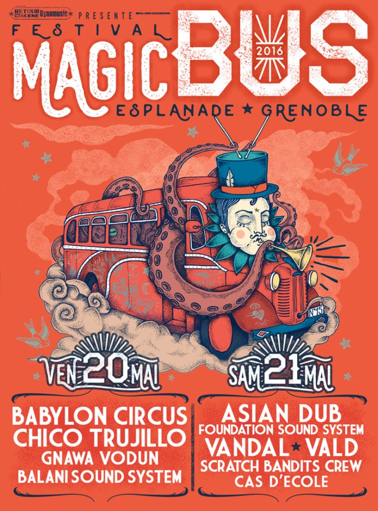 Affiche de la 15e édition du festival Magic Bus.