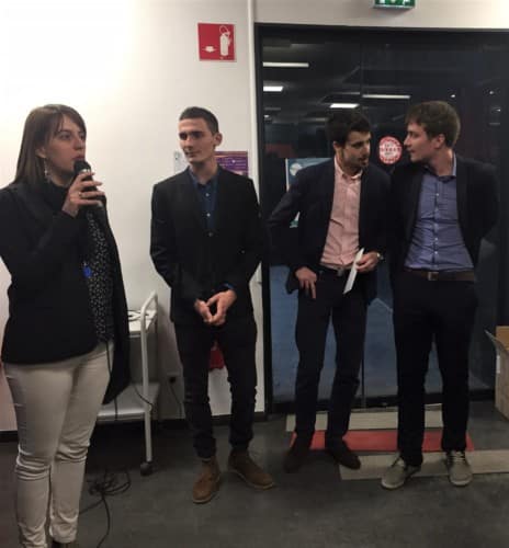 Remise du premier prix à Alex Pittet (au centre). Photographie © IAE de Grenoble