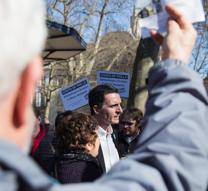 La visite de Yannick Jadot à Grenoble, 18 février 2017. © Yuliya Ruzhechka - Place Gre'net