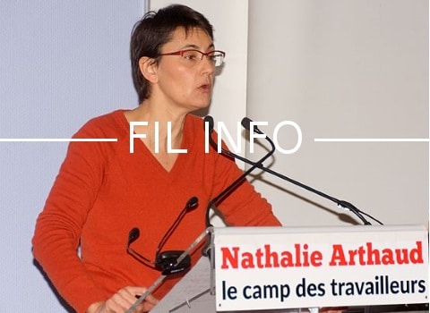 Nathalie Arthaud en conférence à Grenoble. Photo © Domaine public
