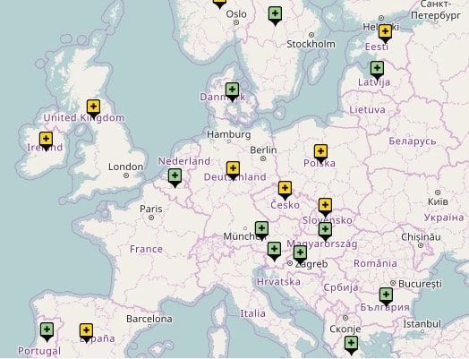 Carte des pays ayant interdit totalement la présence d'animaux sauvages dans les cirques (en vert) ou partiellement (en jaune), que ce soit sous la forme d'arrêtés locaux ou de textes nationaux légiférant sur certaines pratiques. © Cirques de France
