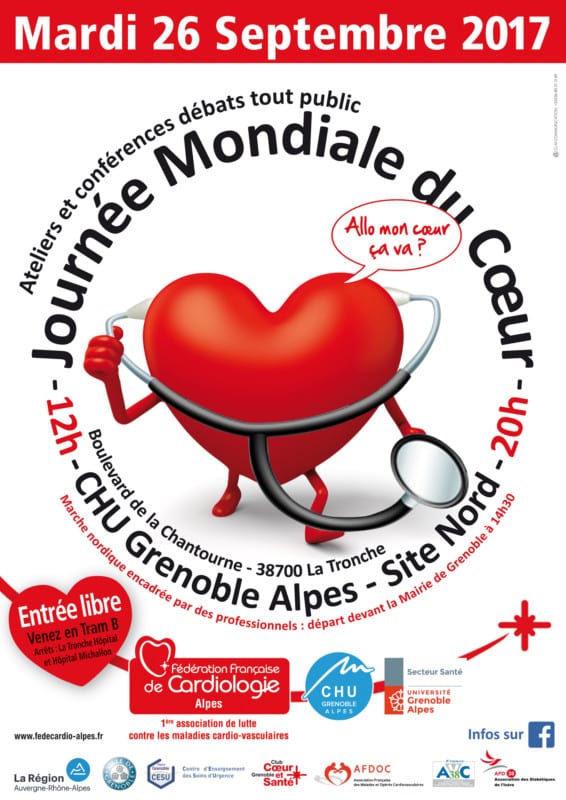 Journée d'information au public ce mardi 26 septembre au Chuga « pour bouger, découvrir son cœur, mieux le protéger et s'initier aux gestes qui sauvent ».Affiche de l'évenement. © DR