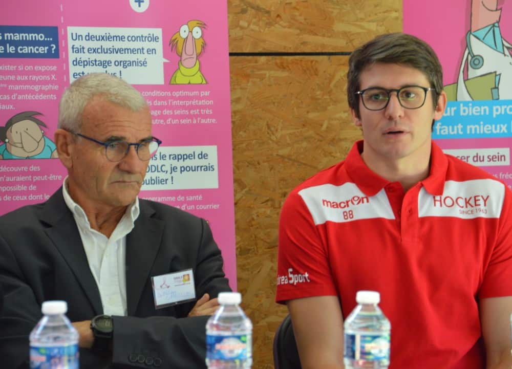 Philippe Gabelle, président de l'ODLC et Matthieu Le Blond, joueur des Brûleurs de Loups. © Laurent Genin