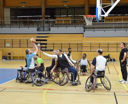 Entraînement du Meylan Grenoble handisbasket le 6 mars 2018. © Laurent Genin