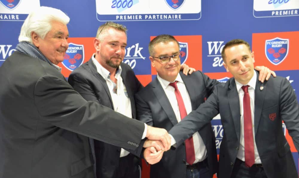 De gauche à droite, Jean-Claude et David Pic, directeur général et PDG de Work 2000, Michel Martinez, président délégué du FCG et Nicolas Trichet, directeur exécutif. © LG
