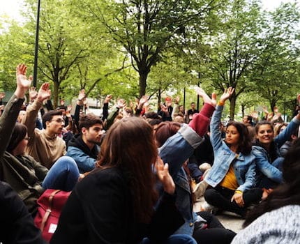 Le blocage de l'Institut de géographie Alpine, à Grenoble, le 02 mai 2018.