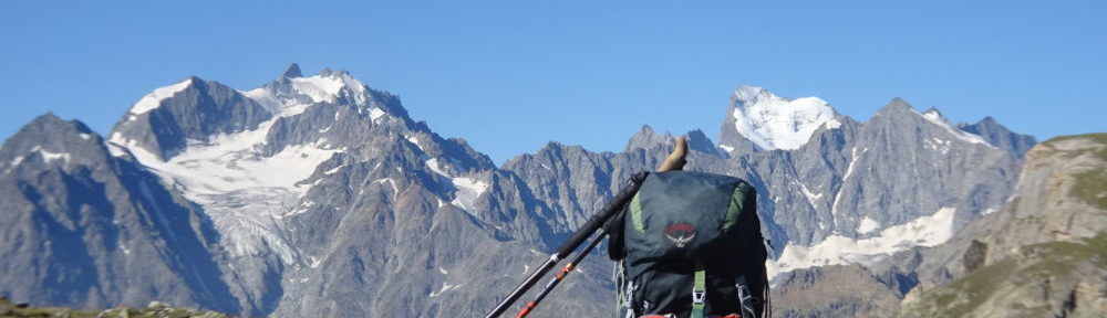 Bonheur de revenir chez soi. Col du Chardonnet et en arrière plan le massif des Ecrins. © André Weill