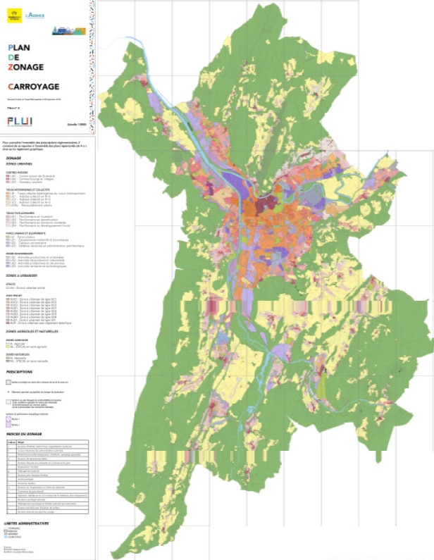 Carte intégrale du Plui reconstituée par l'association Vivre à Grenoble DR