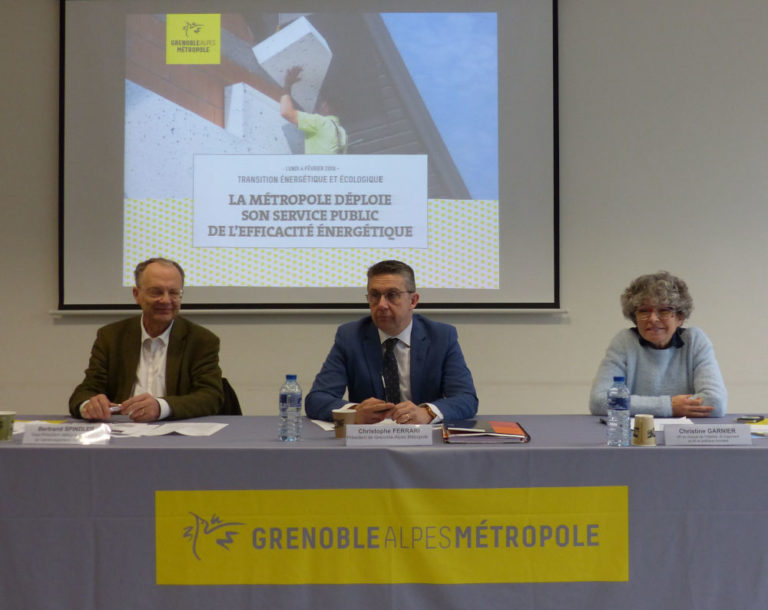 Bertrand Splindler, Christophe Ferrari et Christine Garnier, le 4 février 2019. © Charles Thiebaud - Placegrenet.fr