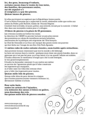 Affiche collée à l'ancien emplacement du campement de réfugiés /DR