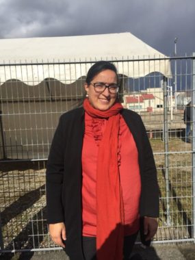 Amina Ghafir, présidente de l'AS-Grésivaudan, présente lors de l'inauguration du terrain de futsal au stade Auguste Delaune à Echirolles, mercredi 26 février 2020 © Ambre Croset