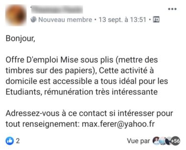 Arnaque à l'emploi étudiant