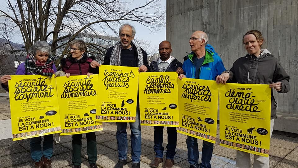 Les six affiches de la campagne de La commune est à nous ! mardi 3 mars 2020 © Séverine Cattiaux - Place Gre'net
