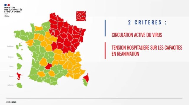 Vert, orange ou rouge : les départements français sont classés selon trois couleurs en fonction de la situation sanitaire liée au Covid-19.