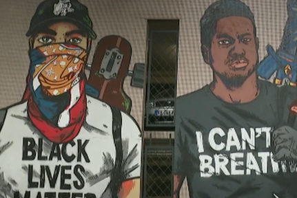 Fresque de l'artiste Combo en hommage à George Floyd. DR