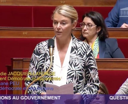 Élodie Jacquier-Laforge, députée de l'Isère, plaide à Bruxelles le "réexamen" du statut de protection du loup