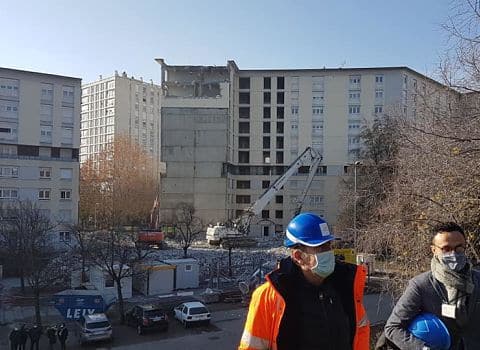 COUV Démolition de 46 logements collectifs au 7-9 allée du Limousin à Echirolles dans le cadre du programme de renouvellent urbain des deux Villeneuves, 3 décembre 2020 © Séverine Cattiaux – Place Gre’net