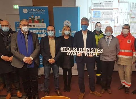 COUV Présentation de la campagne de dépistage à la covid-19 "Tous dépistés avant Noël" à l'initiative de la Région Auvergne-Rhône Alpes, du 16 au 23 décembre, à Alpexpo, le 12 décembre 2020 © Séverine Cattiaux – Place Gre’net