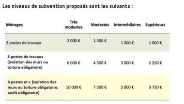 Maisons : niveaux de subvention proposés par la Métro. © Grenoble-Alpes Métropole.