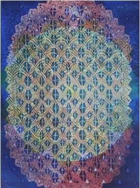 Chartres de la série Vitraux 40x30 trichromie en taille-douce © Vincent Brunet