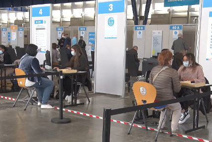 Ouverture ce 9 avril 2021 du "vaccinodrome" installé à Alpexpo. © Joël Kermabon - Place Gre'net