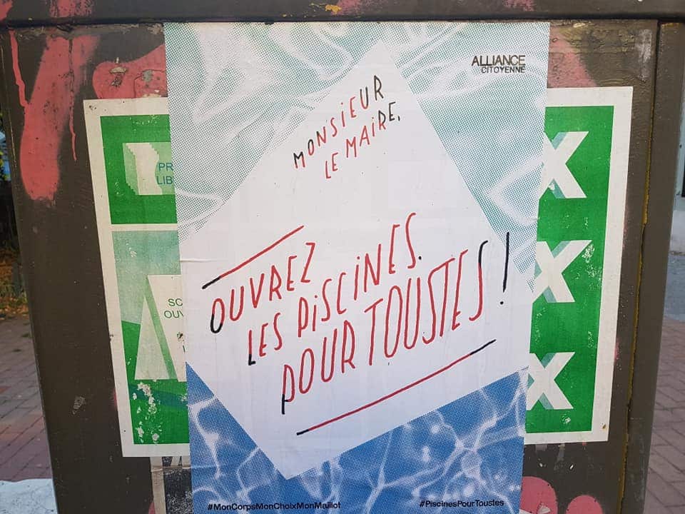 Campagne d'affichage pro burkini par l'Alliance citoyenne à Grenoble, lundi 5 juillet 2021 © Séverine Cattiaux - Place Gre'net