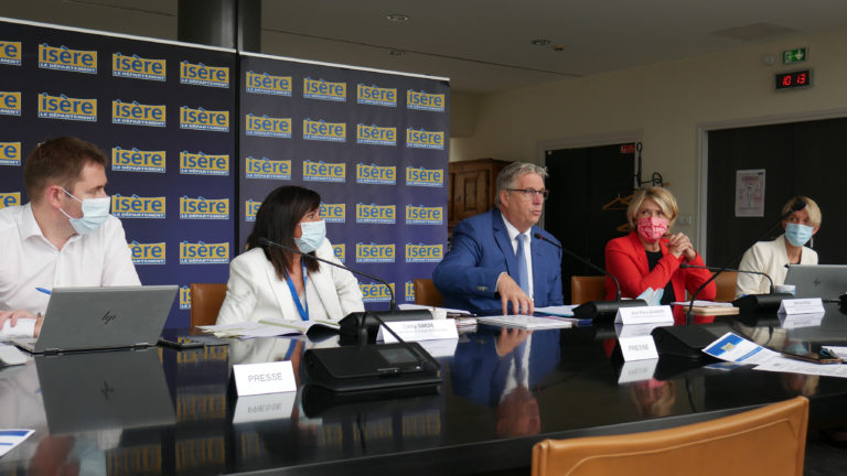 Jean-Pierre Barbier, Martine Kohly, Cathy Simon et Severin Battin lors de la conférence de presse du 13 juillet 2021 (c) Ilan Khalifa--Delclos | Place Gre'net