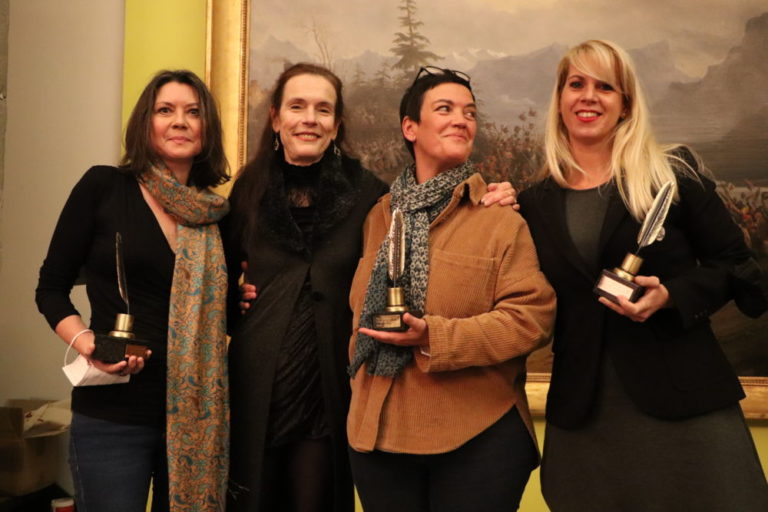 Carole Declercq, Juliette Nothomb et Laurence Herrlemann lors de la soirée de remise du prix littéraire Alpes Isère Habitat le 19 novembre au Couvent Sainte-Cécile
