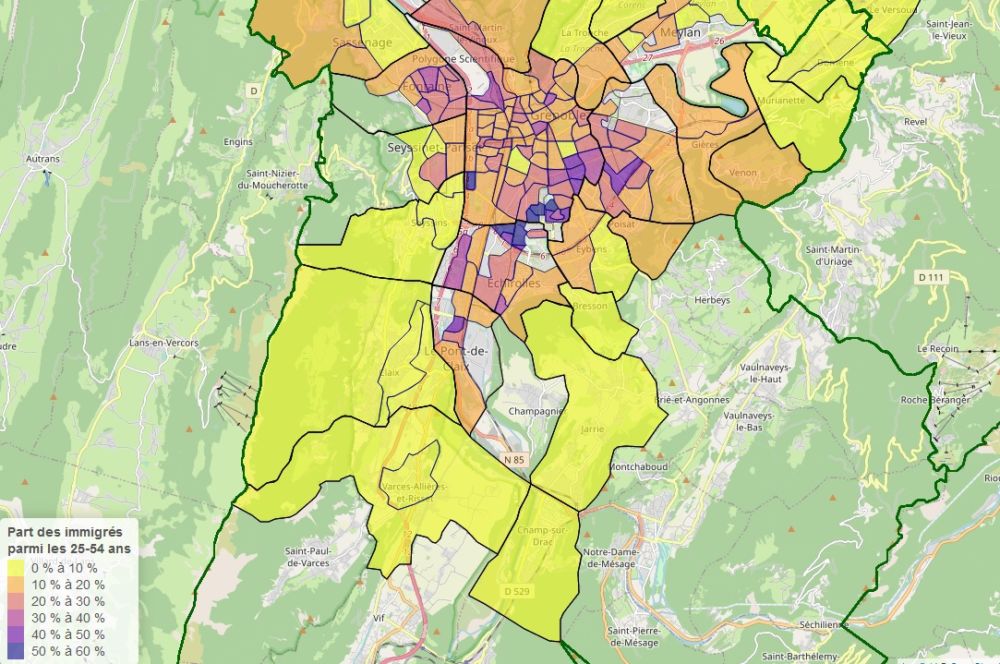 Disparités et évolutions des populations immigrées et étrangères sur la commune de Grenoble et sa région