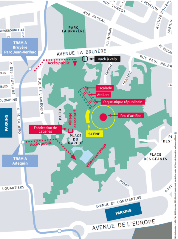 Plan des animations du parc Jean-Verlhac pour les festivités du 14 Juillet @shutterstock