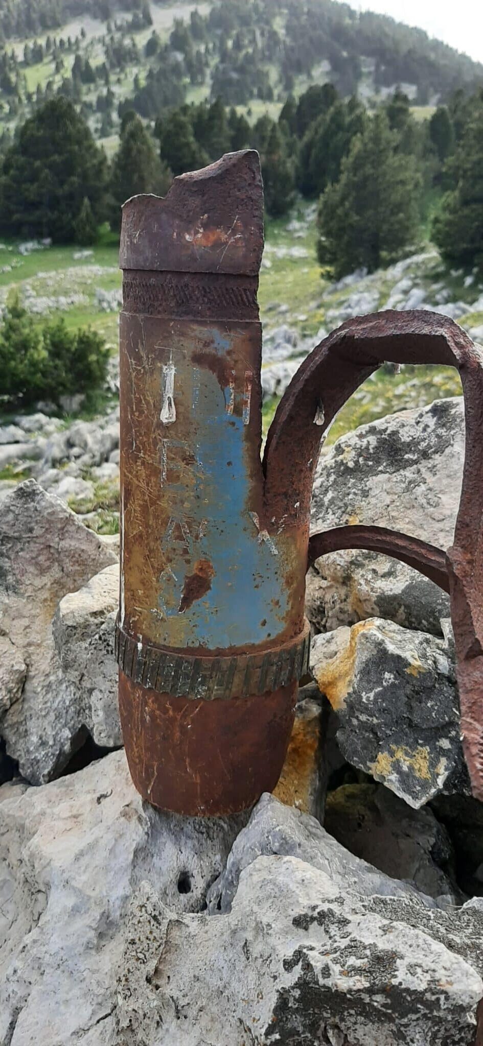 Un obus (désarmé) sur la réserve naturelle des hauts-plateaux du Vercors. © Parc naturel régional du Vercors