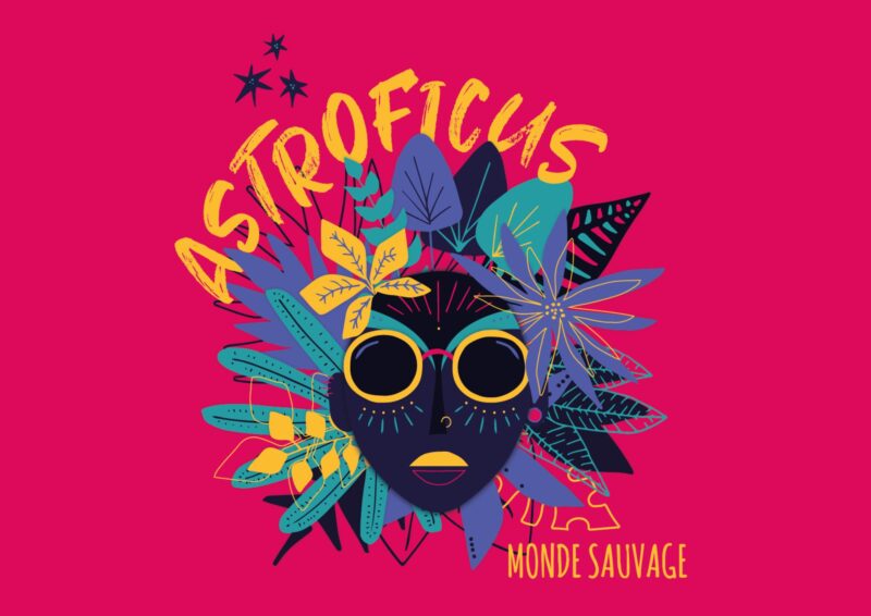 Le visuel choisi par Astroficus pour son nouvel EP est l'oeuvre de Clémance Floris. Ses couleurs flashy donnent une petite idée de la couleur musicale du groupe.
