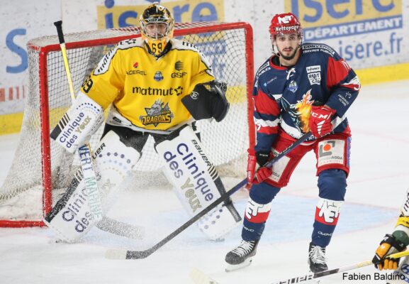Les Brûleurs de Loups briguent leur neuvième Ligue Magnus. Rouen, lui, en compte déjà seize, et sera évidemment un adversaire solide, porté par son gardien slovène, Matija Pintarič. © Fabien Baldino - Brûleurs de Loups