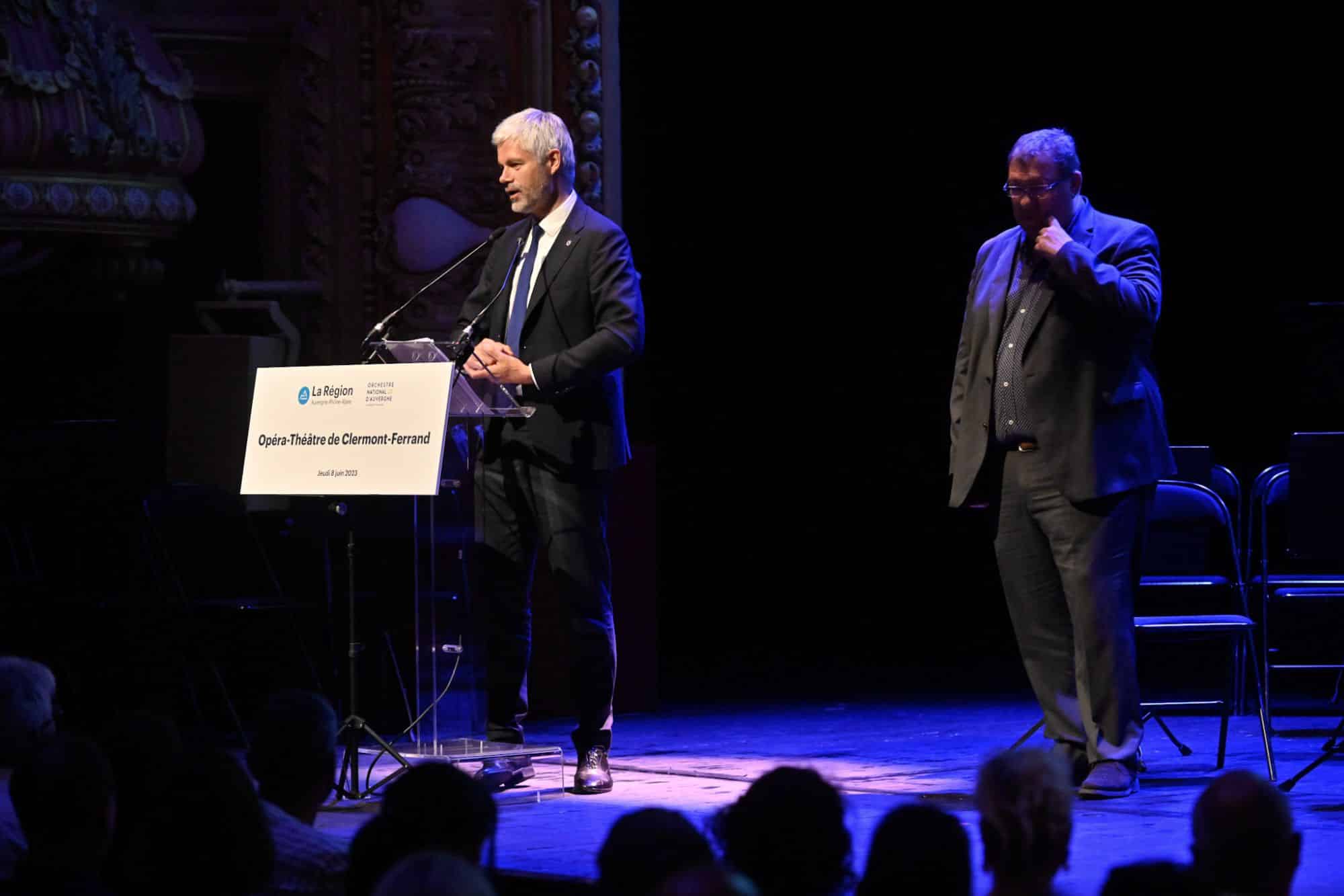 Dernière sortie culturelle pour Laurent Wauquiez : la présentation des projets de l'Orchestre national Auvergne-Rhône-Alpes, le 8 juin dernier. Une structure qui voit sa subvention grimper jusqu'à 1,4 millions d'euros (contre 400 000 précédemment). © Charles Pietri - Région AURA