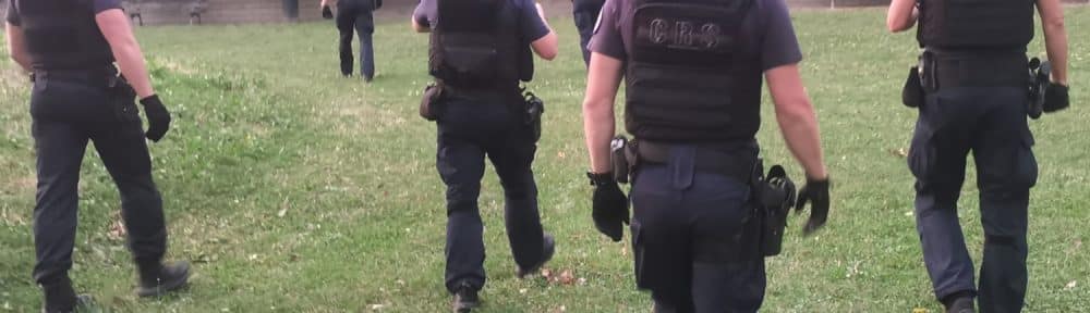 Les policiers ont arpenté une partie du quartier, ici le parc Hoche. © Joël Kermabon - Place Gre'net