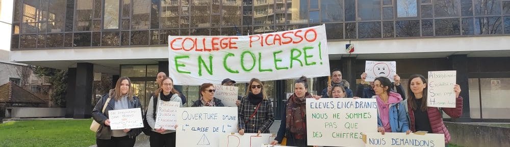 Le collège Pablo-Picasso d'Échirolles dit sa "colère" devant le rectorat de Grenoble face à ses dotations 2025-2026