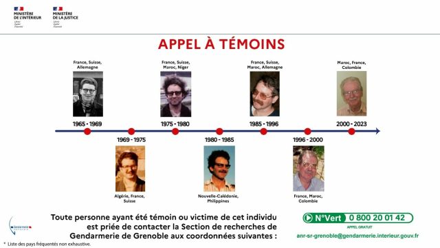 L'appel à témoins a voulu montrer les différentes physionomies de Jacques Leveugle au cours du temps. © Ministère de la Justice.