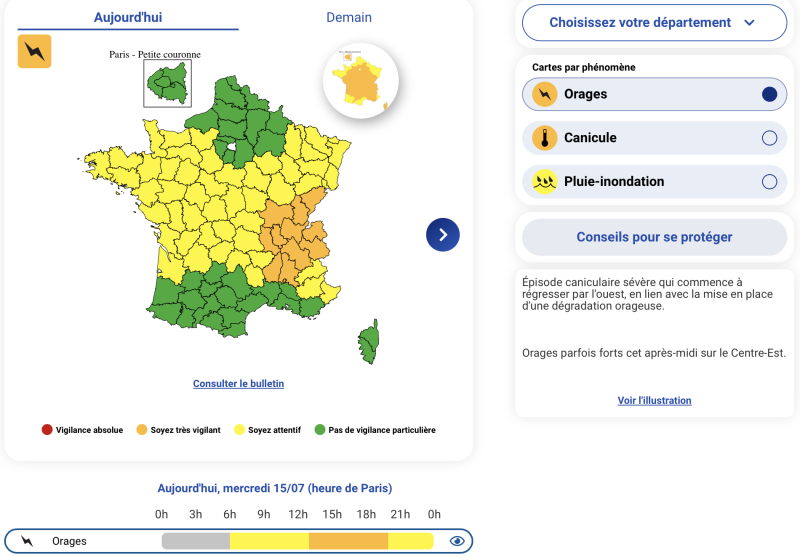 L’Isère en vigilance orange « orages » à partir de ce mercredi 15 juillet 2026