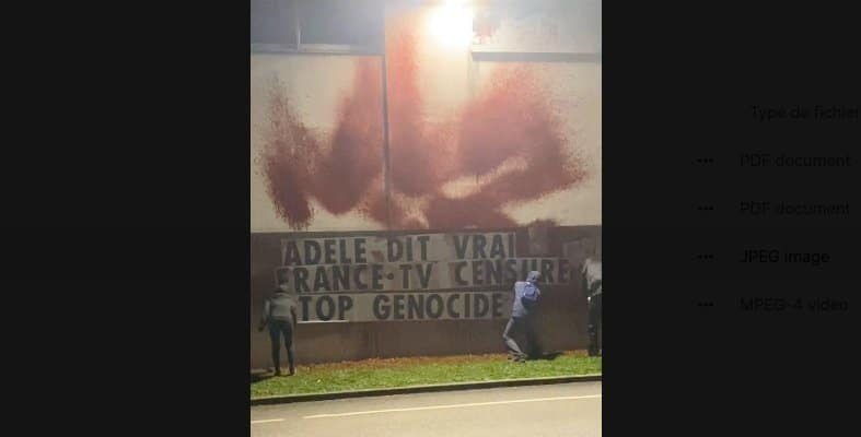 les militants de l’organisation Extinction Rébellion. Ces derniers ont placardé, jeudi 17 septembre 2026, des affiches indiquant « Adèle dit vrai. France TV censure. Stop génocide » et peint une tâche couleur rouge sang sur les murs des locaux de France 3 Alpes