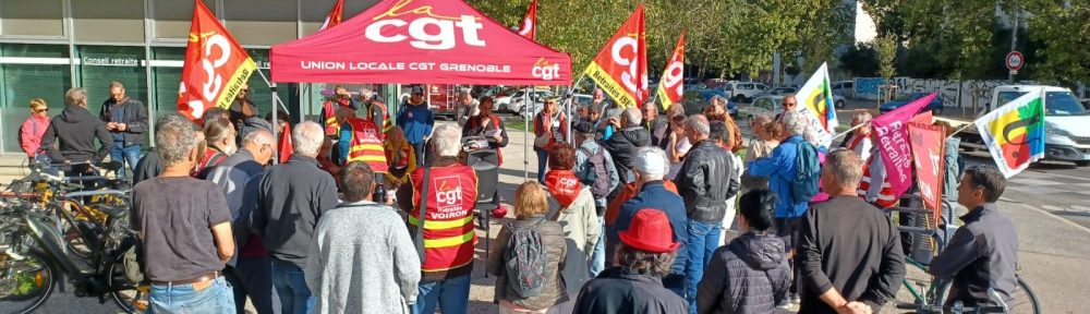 Pensions de retraite du privé : la CGT Isère a donné de la voix devant la caisse locale Agirc-Arrco de Grenoble