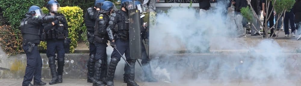 Incidents devant le lycée Emmanuel-Mounier de Genoble le 1er octobre 2026. © Joël Kermabon - Place Gre'net