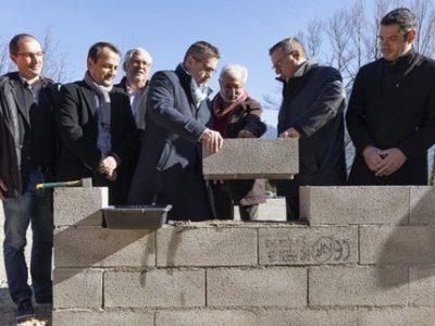Lundi 24 Février 2020Pose de la première pierre de la nouvelle déchèterie à Sassenage, 11 Chemin des 4 Lauzes.©Grenoble-Alpes Métropole/Lucas Frangella