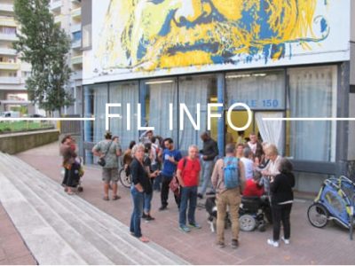FIL INFO Militants contre la démolition du 10 galerie de l'Arlequin devant la Salle 150 © Séverine Cattiaux - Place Gre'net