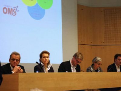 De gauche à droite, Alain Carigon, Émilie Chalas, Olivier Noblecourt, Mireille d'Ornano et Éric Piolle ont participé à ce débat sur le sport à Grenoble. © Anissa Duport-Levanti - Place Grenet